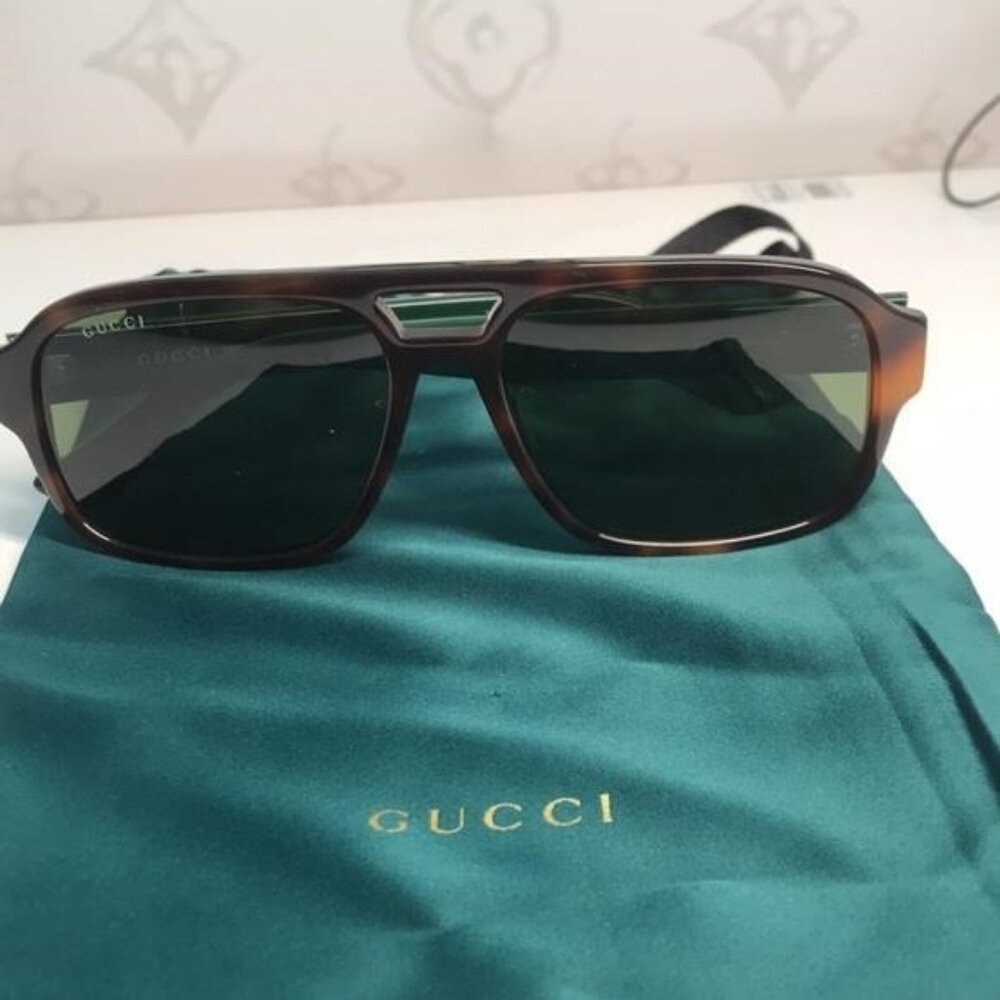 Authentic ✨ Brand New Gucci GG0925S 002 Aviator Sunglasses – Havana Frame with G - Picture 14 of 14